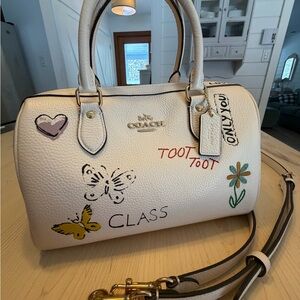 Coach Rowan Satchel Bag in sketch print (in medium size)